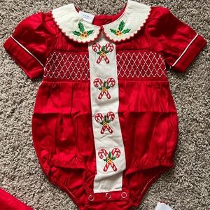 Baby Christmas Bubble Embroidered Candy Cane